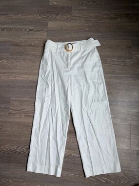 White House Black Market White  Wide-Leg Belted Pants